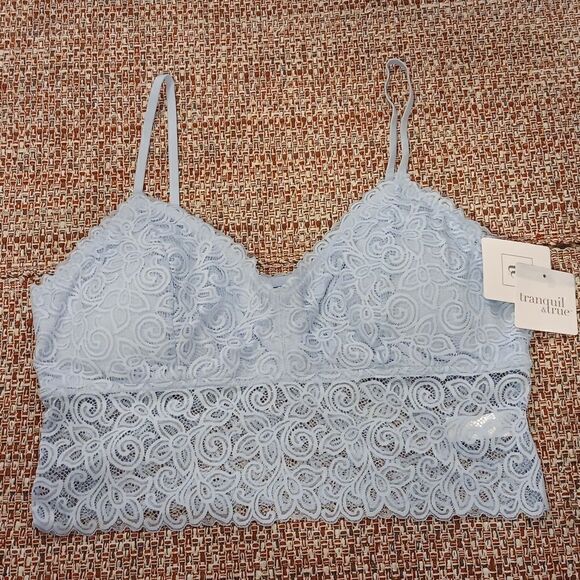 New XL Brami Tranquility & True Light Blue Lace New With Tags - Picture 1 of 5